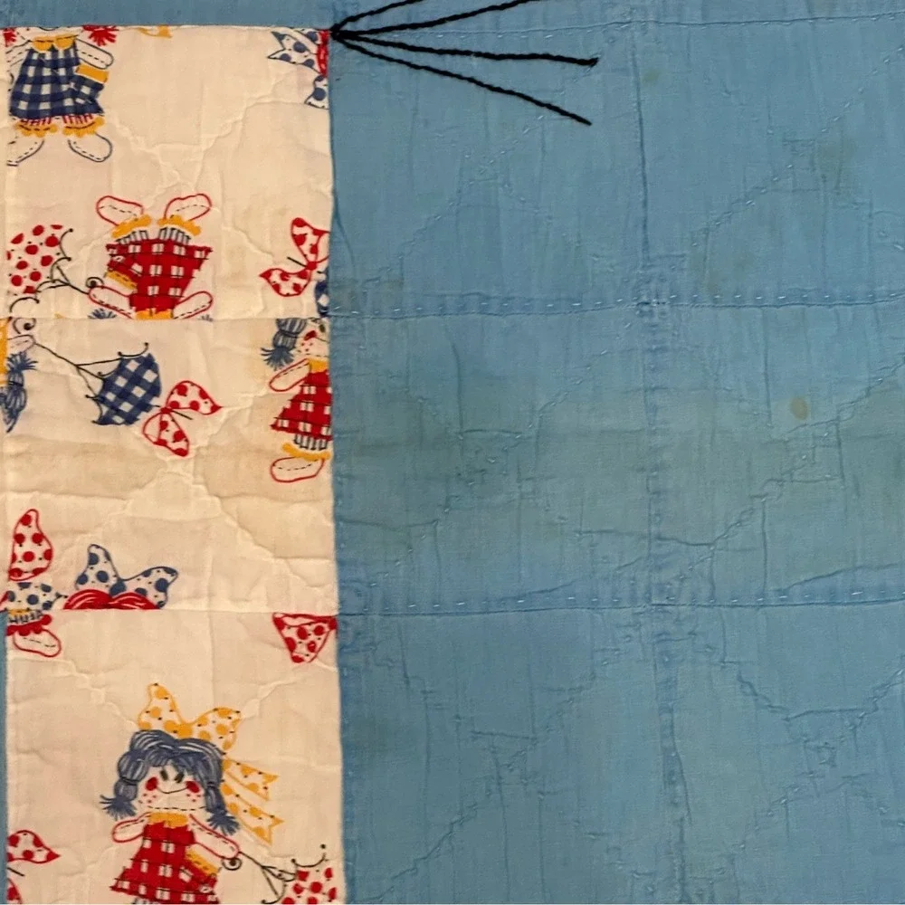 Vtg‎ Hand Stitched Quilt Rocking Horse Pattern Baby Crib 38X35 Wall Hanging READ
